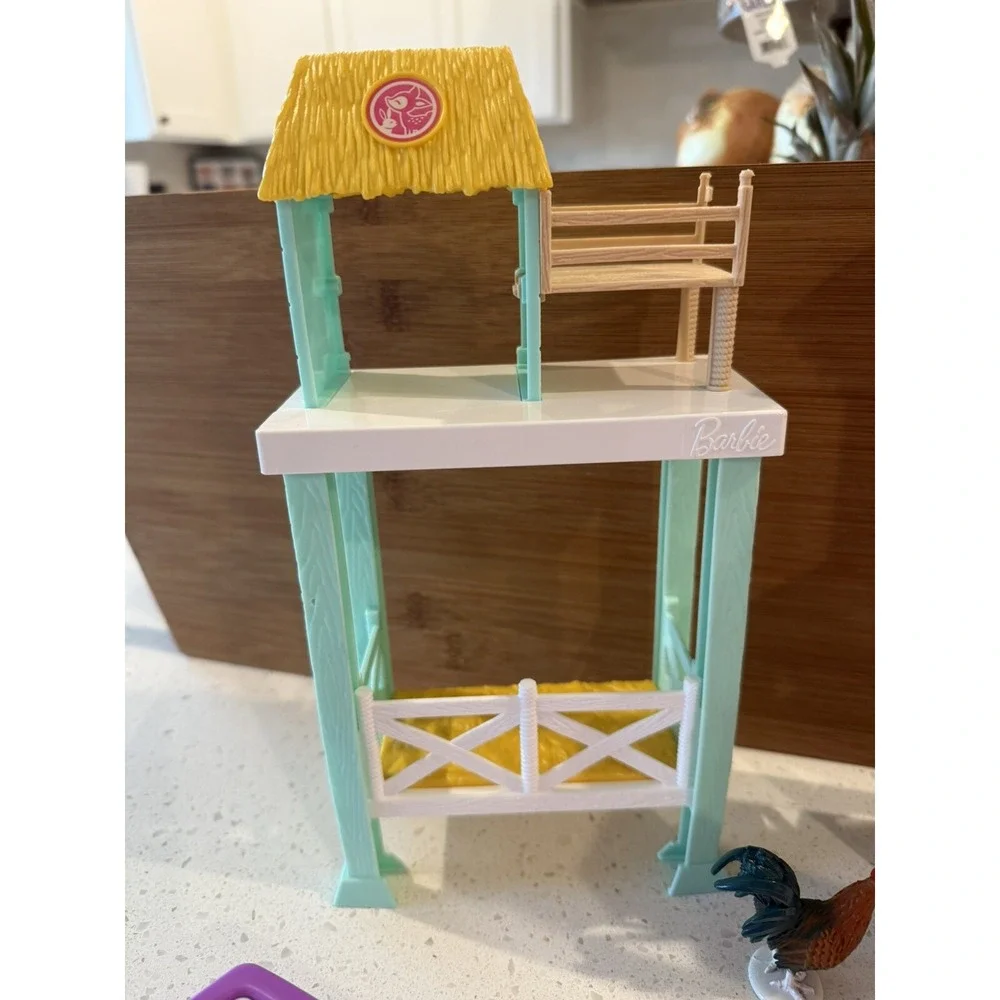 Barbie Boat, Balance Beam,‎ Farm Stand And Chicken Coup Set Of 4
